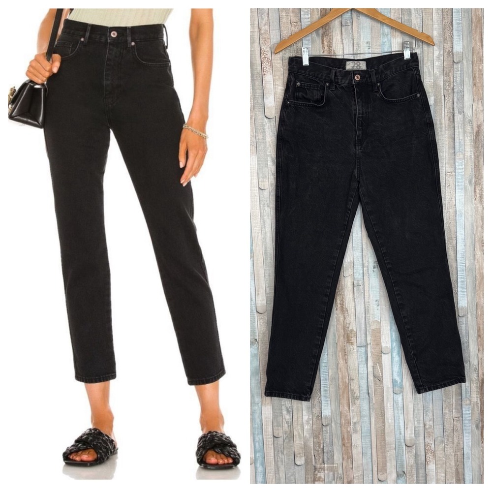 Free People We The Free Stove Pipe Jeans 90s Black Out High Rise Straight Leg 28